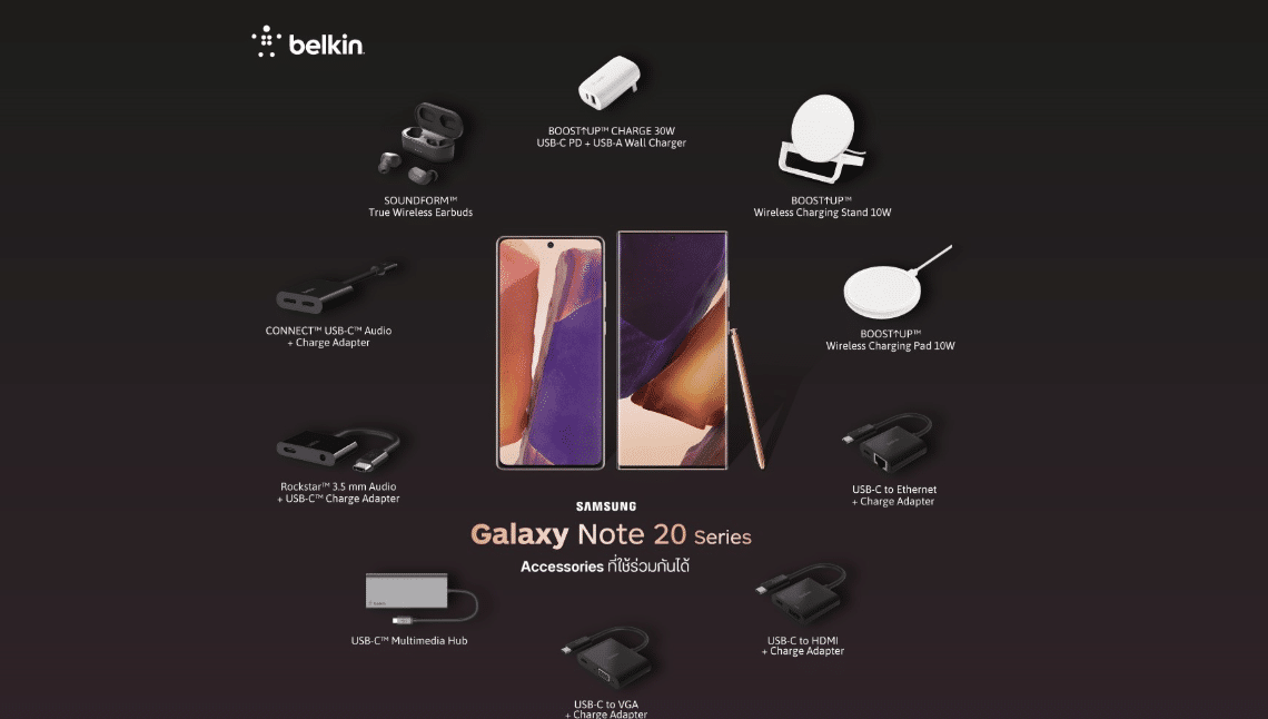 เบลคิน (Belkin) และ ลิงค์ซิส (Linksys) ยกทัพอุปกรณ์เสริม Samsung Note20 I 20 Ultra